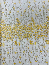 Satin 3D Floral Glitter Lace Fabric - 3D Satin Floral Embroidery With Glitter/Sequin, 54" Width (1 Yard)