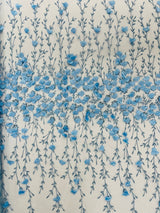 Satin 3D Floral Glitter Lace Fabric - 3D Satin Floral Embroidery With Glitter/Sequin, 54" Width (1 Yard)