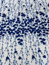 Satin 3D Floral Glitter Lace Fabric - 3D Satin Floral Embroidery With Glitter/Sequin, 54" Width (1 Yard)