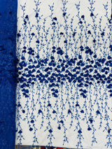 Satin 3D Floral Glitter Lace Fabric - 3D Satin Floral Embroidery With Glitter/Sequin, 54" Width (1 Yard)