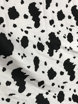 Black Cow Satin Print Polyester Fabric - White Cow Spots On White Shiny Light Weight Satin, 59/60" Width