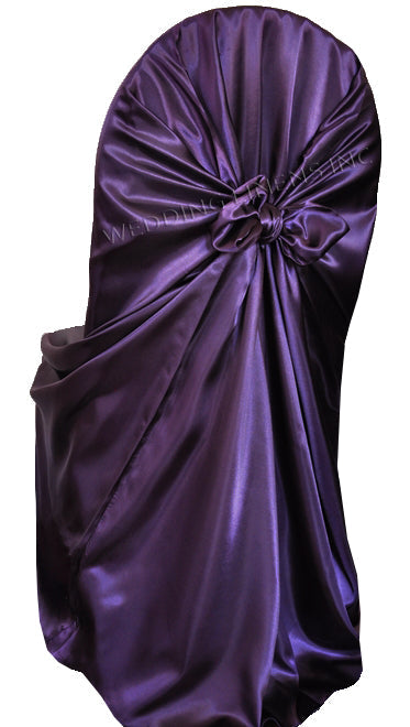 Satin Chair Cover Eggplant