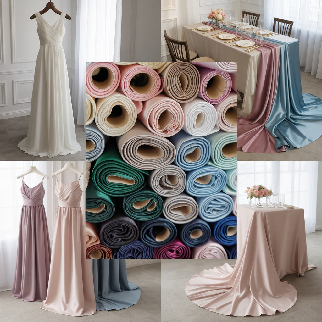 Satin Charmeuse Polyester Fabric - Solid Shiny Satin, 58/60" Width