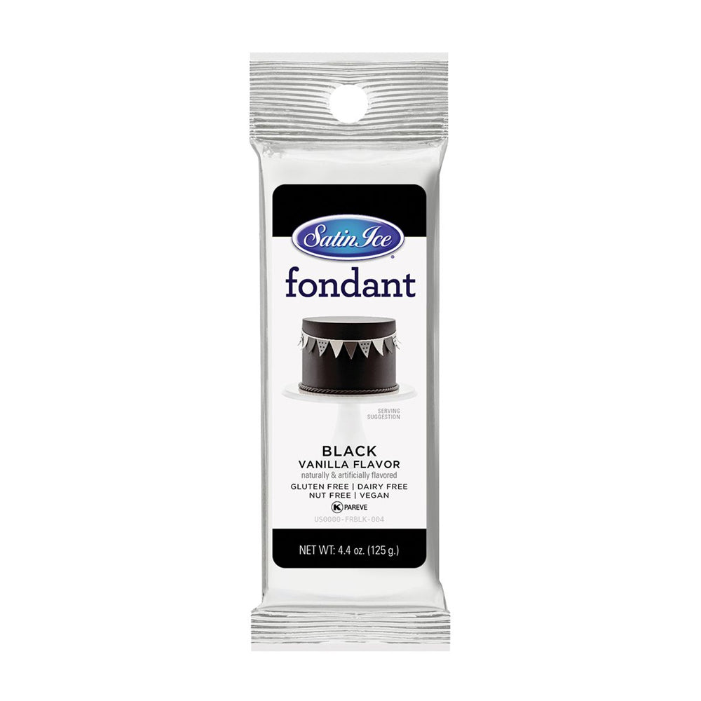 Satin Ice Black Vanilla Fondant, 4 Ounce