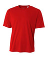 A4 N3142 Cooling Performance Crew Micro Poly Interlock Fabric - Scarlet, Moisture Wicking, Quick Stain Release, 4.0 Ounce (1 Piece)