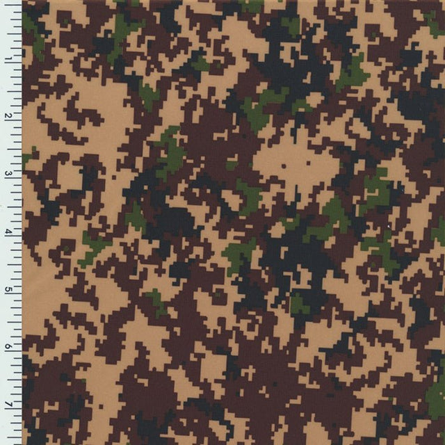 Printed Spandex Brown Black Splatter Camo