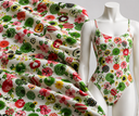 Printed Spandex Fabric Multi Floral on White