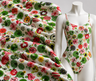 Printed Spandex Fabric Multi Floral on White