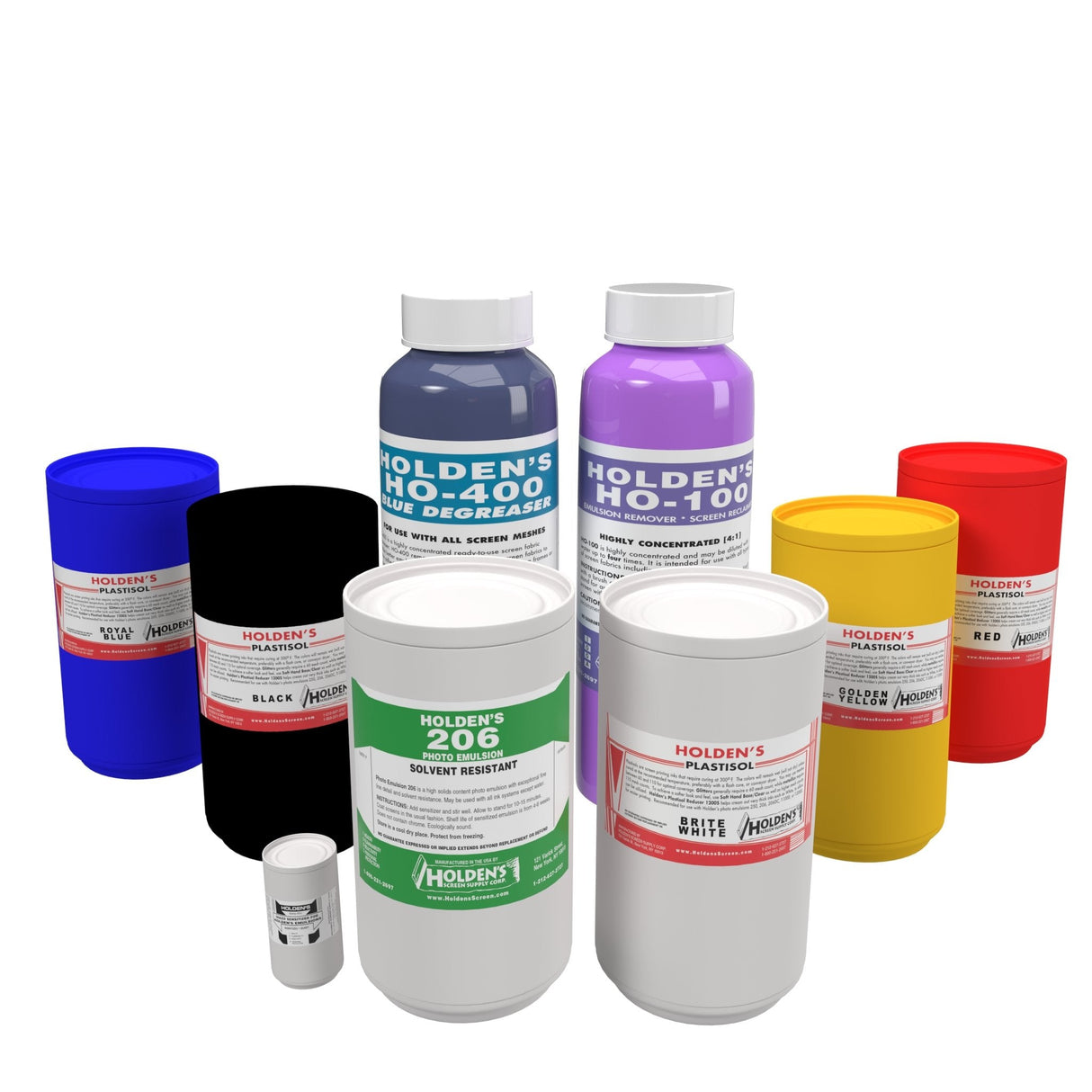 Screen Printing Kit For Plastisol Inks Screen Printing Kit - Brite White, Black, Red, Golden Yellow, Royal Blue (Quarts)