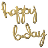 Foil Balloon Happy Bday White Gold