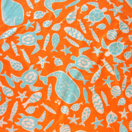 Microfiber Boardshort Fabric Sealife on Orange