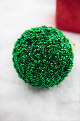 3.5" Glitter Ball Ornament - Green