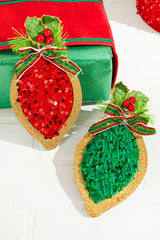 8" Wood & Sequin Drop Ornament