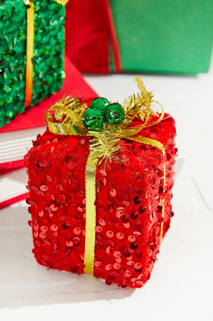 4" Sequin Gift Box Ornament