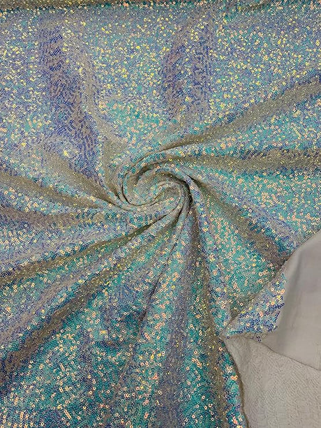 Sequin Spandex Fabric - Iridescent Mini Glitz Sequins, 54" Width (1 Yard)