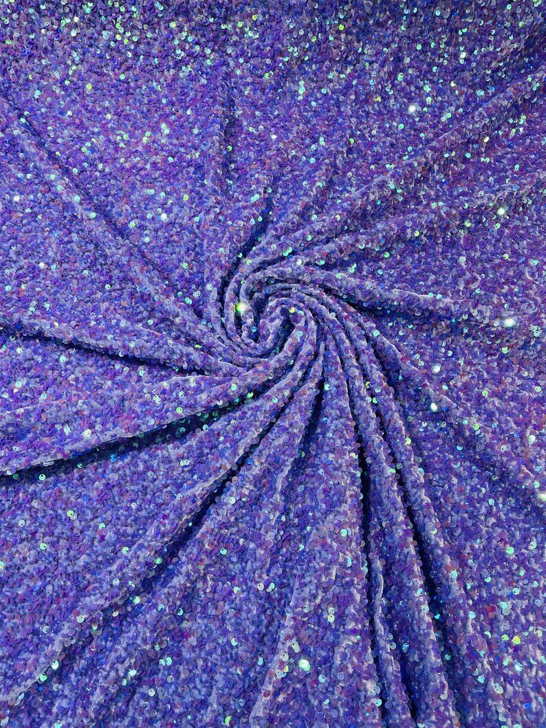 All-Over 5Mm Shiny Sequins Stretch Velvet Fabric - Sequins On Velvet, 54" Width (1 Yard)