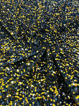 All-Over 5Mm Shiny Sequins Stretch Velvet Fabric - Sequins On Velvet, 54" Width (1 Yard)