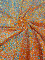 All-Over 5Mm Shiny Sequins Stretch Velvet Fabric - Sequins On Velvet, 54" Width (1 Yard)