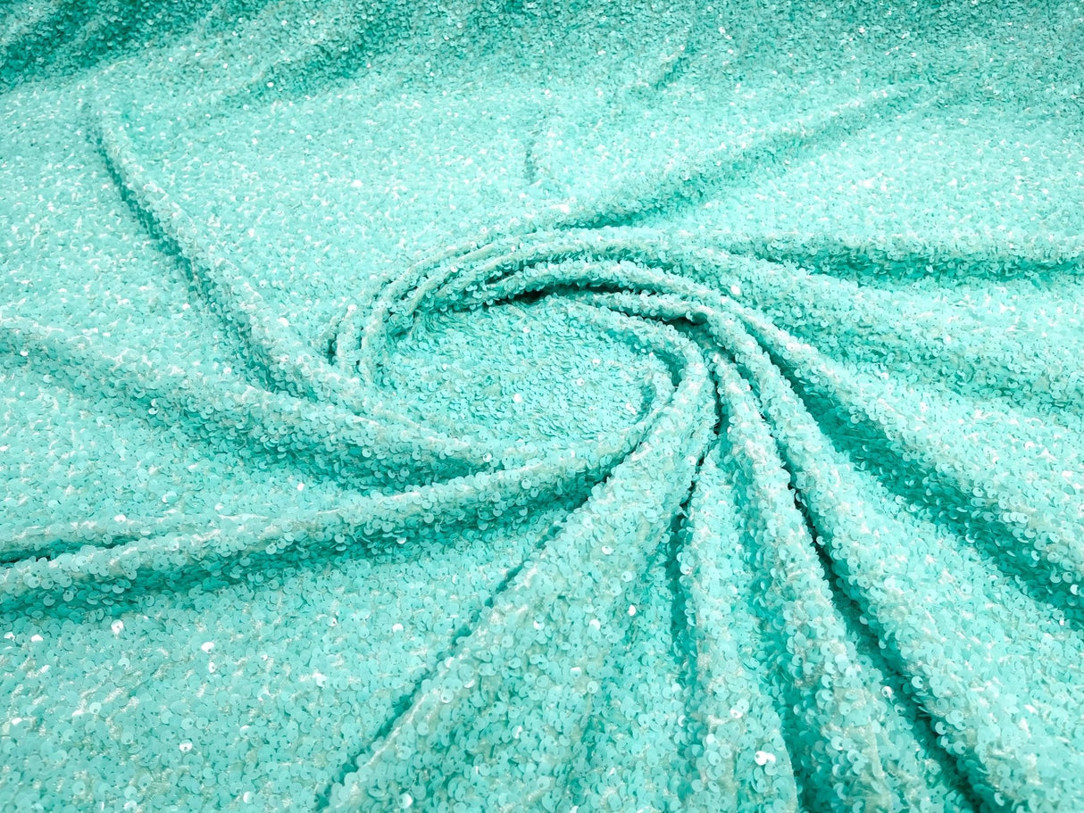All-Over 5Mm Shiny Sequins Stretch Velvet Fabric - Sequins On Velvet, 54" Width (1 Yard)