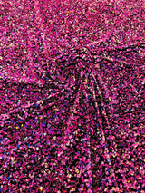 All-Over 5Mm Shiny Sequins Stretch Velvet Fabric - Sequins On Velvet, 54" Width (1 Yard)