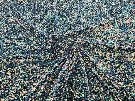 All-Over 5Mm Shiny Sequins Stretch Velvet Fabric - Sequins On Velvet, 54" Width (1 Yard)