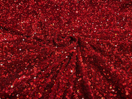 All-Over 5Mm Shiny Sequins Stretch Velvet Fabric - Sequins On Velvet, 54" Width (1 Yard)