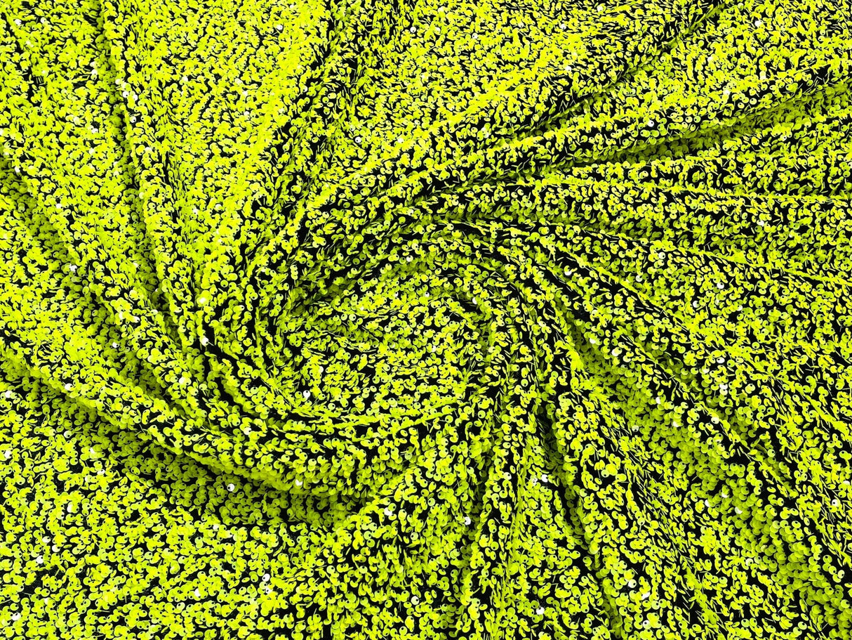 All-Over 5Mm Shiny Sequins Stretch Velvet Fabric - Sequins On Velvet, 54" Width (1 Yard)