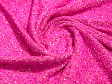 All-Over 5Mm Shiny Sequins Stretch Velvet Fabric - Sequins On Velvet, 54" Width (1 Yard)