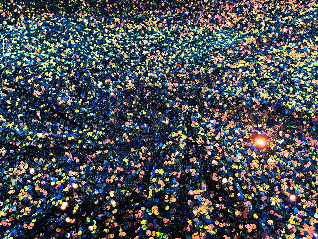 All-Over 5Mm Shiny Sequins Stretch Velvet Fabric - Sequins On Velvet, 54" Width (1 Yard)