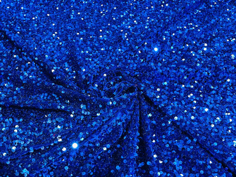 All-Over 5Mm Shiny Sequins Stretch Velvet Fabric - Sequins On Velvet, 54" Width (1 Yard)