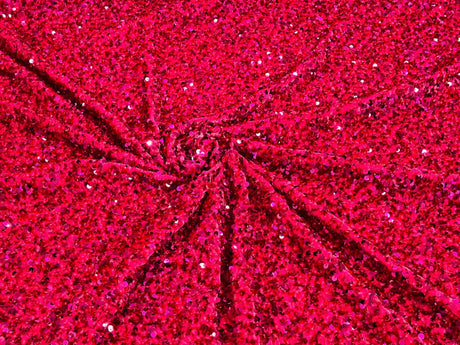 All-Over 5Mm Shiny Sequins Stretch Velvet Fabric - Sequins On Velvet, 54" Width (1 Yard)