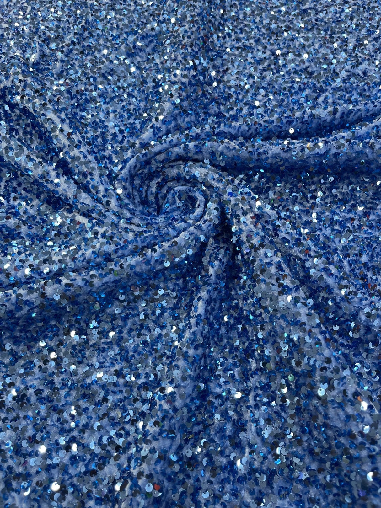 All-Over 5Mm Shiny Sequins Stretch Velvet Fabric - Sequins On Velvet, 54" Width (1 Yard)
