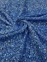 All-Over 5Mm Shiny Sequins Stretch Velvet Fabric - Sequins On Velvet, 54" Width (1 Yard)