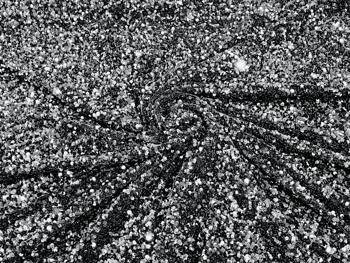 All-Over 5Mm Shiny Sequins Stretch Velvet Fabric - Sequins On Velvet, 54" Width (1 Yard)