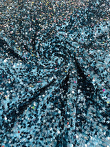 All-Over 5Mm Shiny Sequins Stretch Velvet Fabric - Sequins On Velvet, 54" Width (1 Yard)
