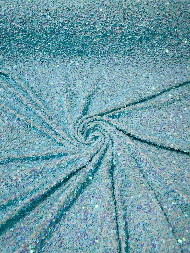 All-Over 5Mm Shiny Sequins Stretch Velvet Fabric - Sequins On Velvet, 54" Width (1 Yard)