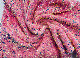 All-Over 5Mm Shiny Sequins Stretch Velvet Fabric - Sequins On Velvet, 54" Width (1 Yard)