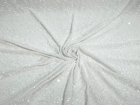 All-Over 5Mm Shiny Sequins Stretch Velvet Fabric - Sequins On Velvet, 54" Width (1 Yard)