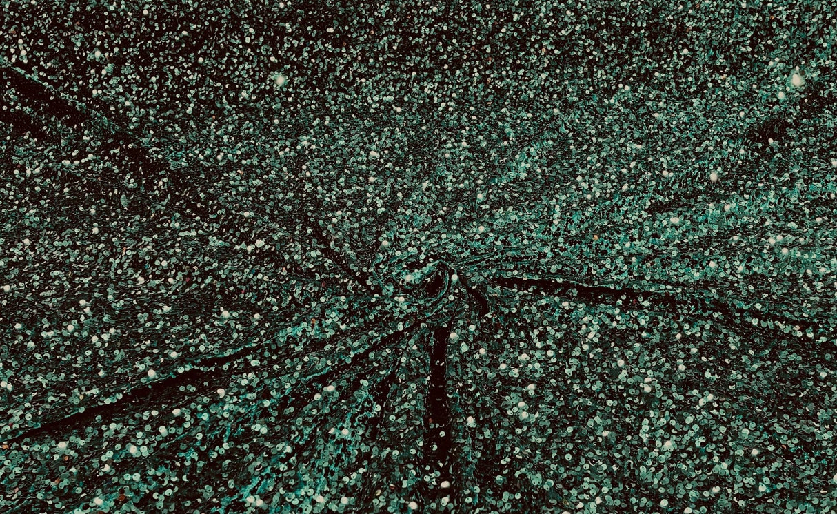 All-Over 5Mm Shiny Sequins Stretch Velvet Fabric - Sequins On Velvet, 54" Width (1 Yard)