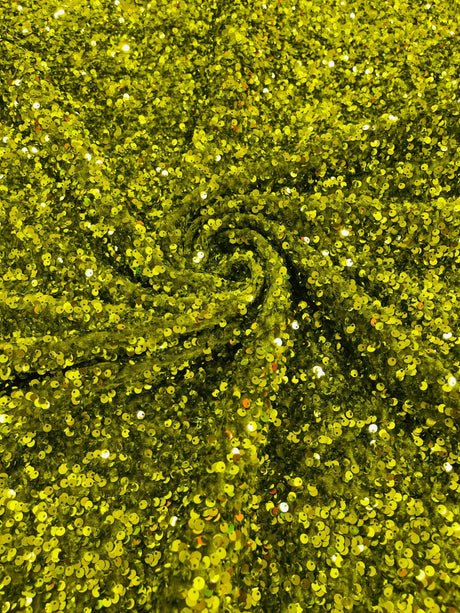All-Over 5Mm Shiny Sequins Stretch Velvet Fabric - Sequins On Velvet, 54" Width (1 Yard)