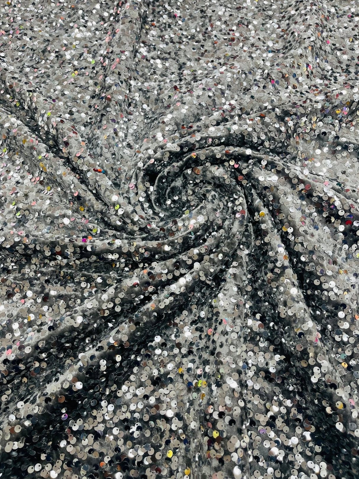 All-Over 5Mm Shiny Sequins Stretch Velvet Fabric - Sequins On Velvet, 54" Width (1 Yard)
