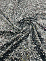 All-Over 5Mm Shiny Sequins Stretch Velvet Fabric - Sequins On Velvet, 54" Width (1 Yard)