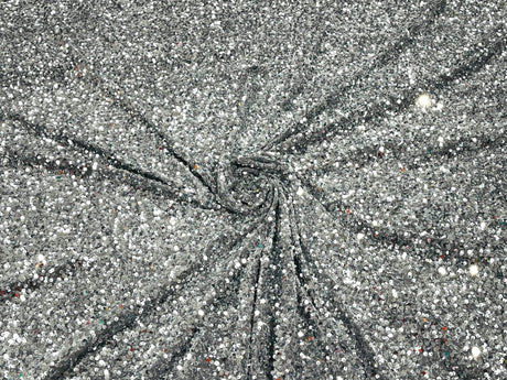 All-Over 5Mm Shiny Sequins Stretch Velvet Fabric - Sequins On Velvet, 54" Width (1 Yard)