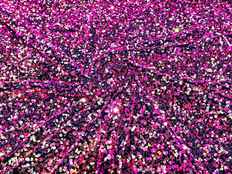 All-Over 5Mm Shiny Sequins Stretch Velvet Fabric - Sequins On Velvet, 54" Width (1 Yard)