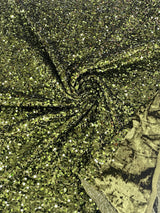 All-Over 5Mm Shiny Sequins Stretch Velvet Fabric - Sequins On Velvet, 54" Width (1 Yard)