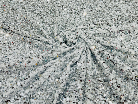 All-Over 5Mm Shiny Sequins Stretch Velvet Fabric - Sequins On Velvet, 54" Width (1 Yard)
