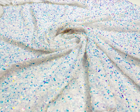 All-Over 5Mm Shiny Sequins Stretch Velvet Fabric - Sequins On Velvet, 54" Width (1 Yard)