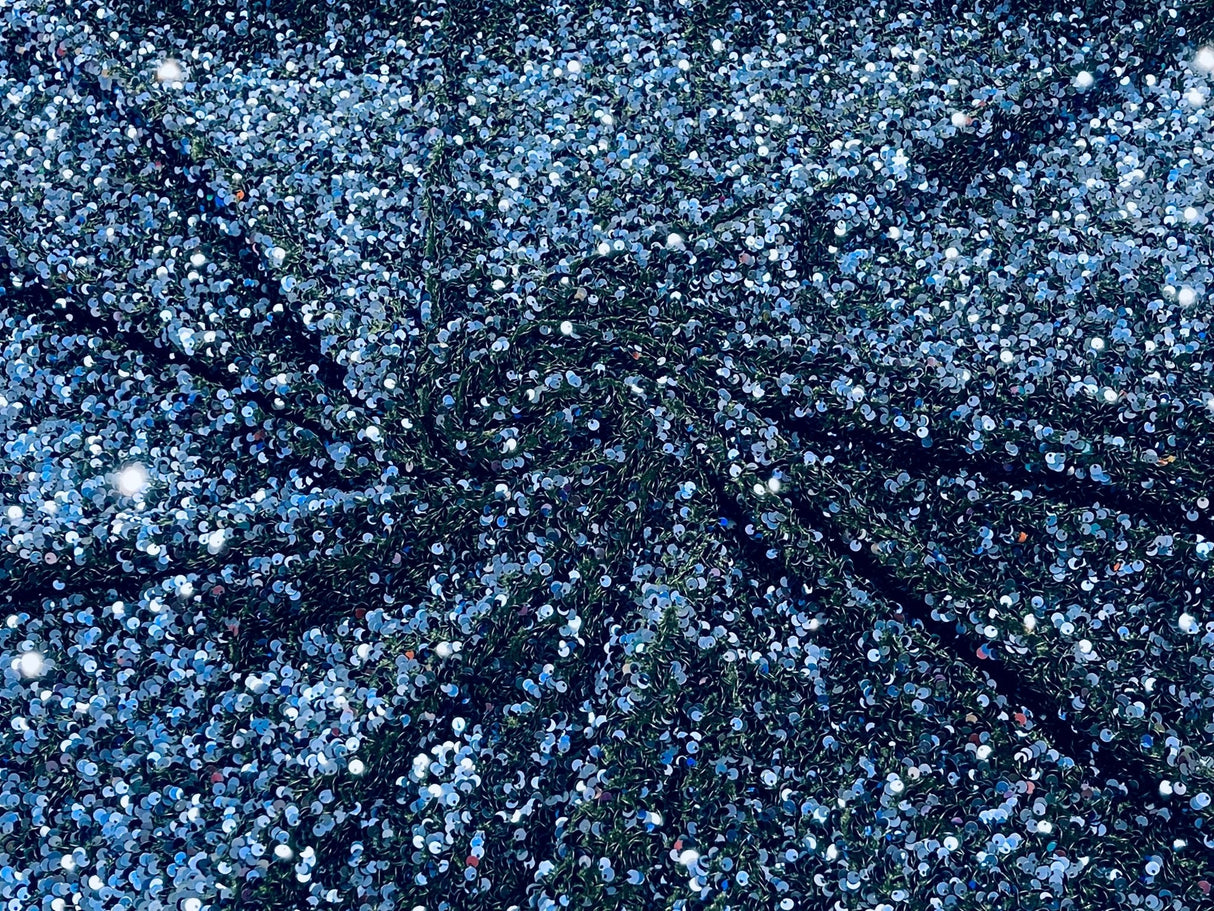 All-Over 5Mm Shiny Sequins Stretch Velvet Fabric - Sequins On Velvet, 54" Width (1 Yard)