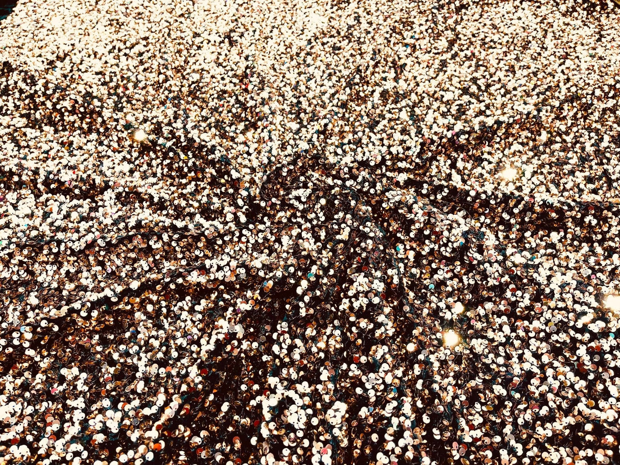 All-Over 5Mm Shiny Sequins Stretch Velvet Fabric - Sequins On Velvet, 54" Width (1 Yard)