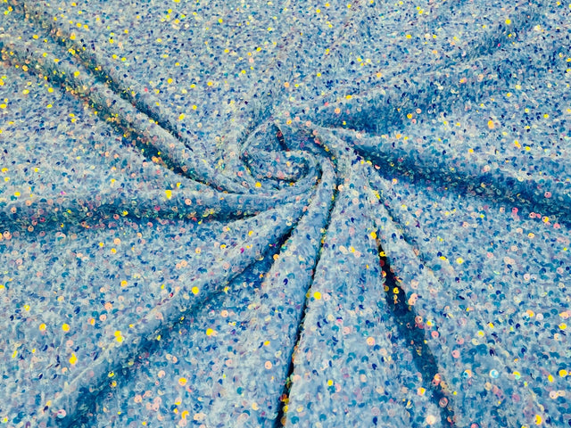 All-Over 5Mm Shiny Sequins Stretch Velvet Fabric - Sequins On Velvet, 54" Width (1 Yard)